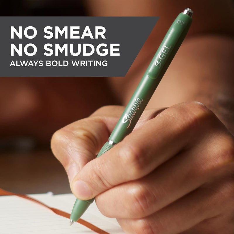 Sharpie أقلام شاربى SGel أقلام جل أقلام رسم أقلام حبر جل لتدوين الملاحظات أقلام كتابة أقلام تلوين نقطة متوسطة 07 مم برميل أخضر حبر أسود 4 عد - Image 2