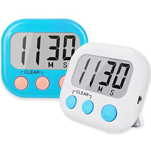 AOUCE Classroom Timers for Teachers Kids Large Magnetic Digital Timer Teacher Supplies 2 Pack-Blue White - Image 1