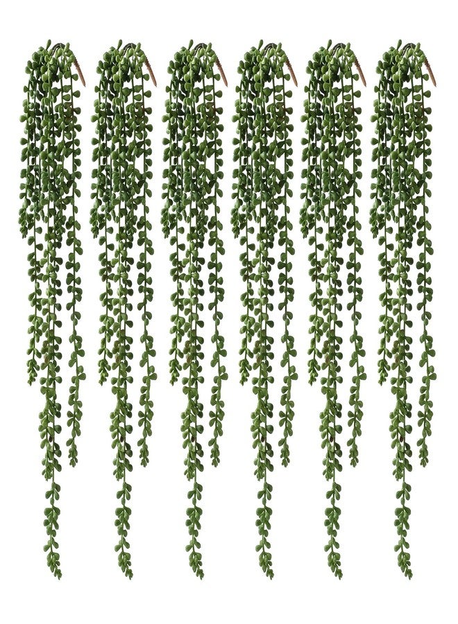 dallisten 6 Pcs Artificial Succulents Hanging Plants, Fake String of Pearls Greenery Plants, Decoration for Wall, Home, Backdrop, Garden, Indoor and Outdoor - Image 1