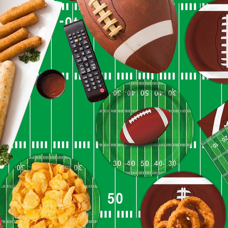 Oigco Football Party Supplies Kit, Serves 50 Football Party Decorations Includes Dinner Plates, Dessert Plates, Napkins Perfect for Football Birthday Game Day Tailgate Decorations - Image 4