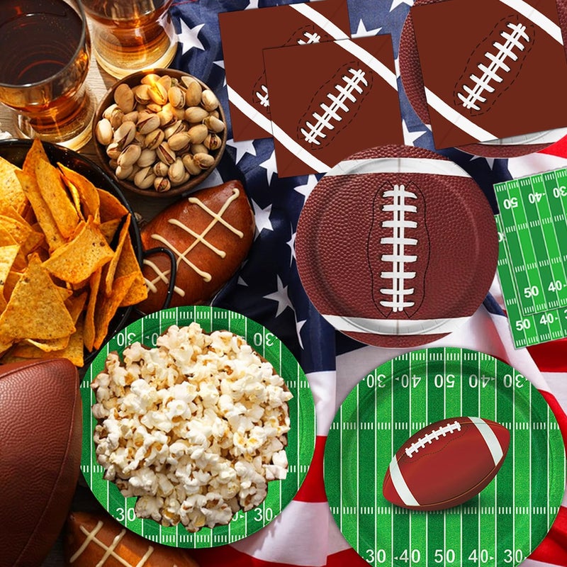 Oigco Football Party Supplies Kit, Serves 50 Football Party Decorations Includes Dinner Plates, Dessert Plates, Napkins Perfect for Football Birthday Game Day Tailgate Decorations - Image 5