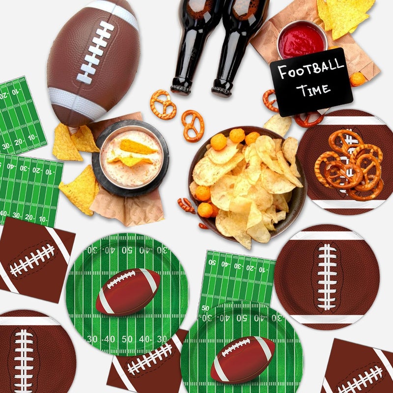 Oigco Football Party Supplies Kit, Serves 50 Football Party Decorations Includes Dinner Plates, Dessert Plates, Napkins Perfect for Football Birthday Game Day Tailgate Decorations - Image 3