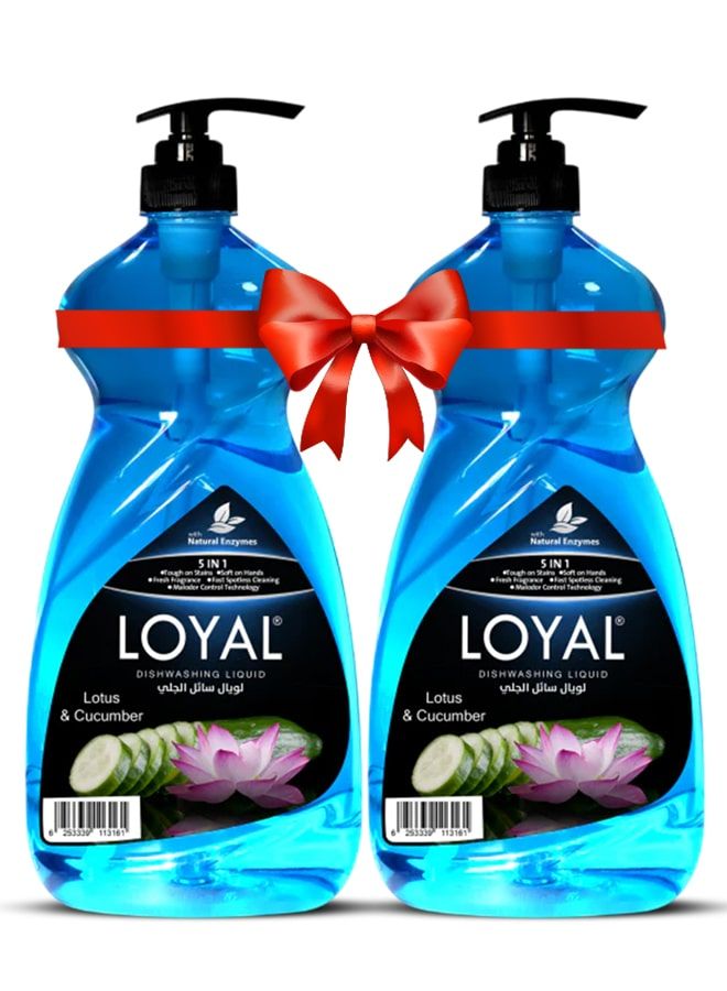 لويال سائل غسيل الأطباق ٥ في ١ - برائحة اللوتس والخيار ٢ × ١.٥ لتر