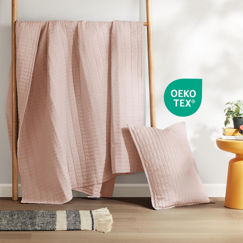 Comfort Spaces Kienna Quilt Set-Luxury Double Sided Stitching Design Summer Blanket, Lightweight, Soft, All Season Bedding Layer, Matching Sham, Blush, Coverlet Twin/Twin XL(66"x90") 2 Piece - Image 5
