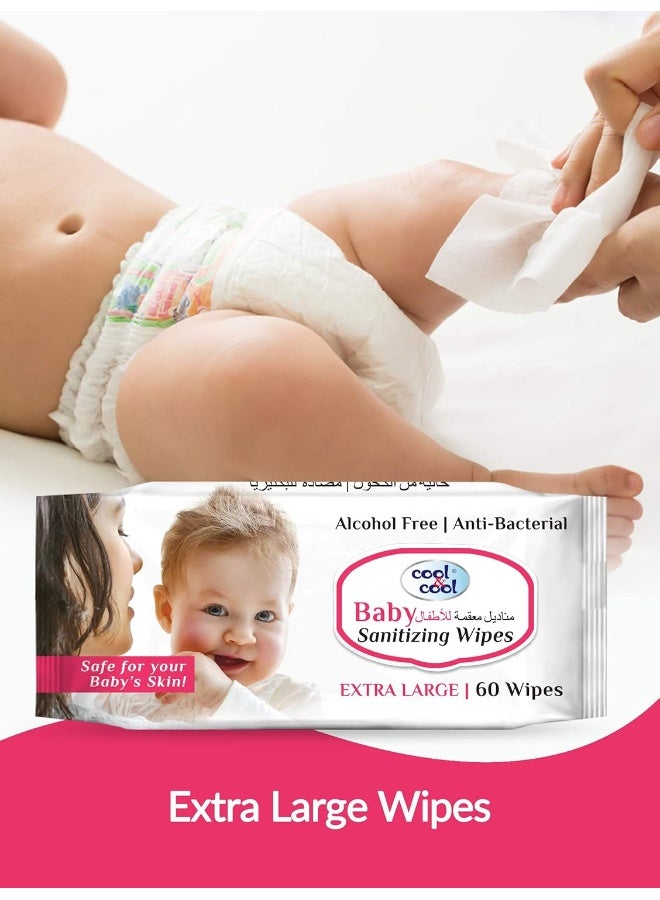 Cool & Cool Baby Sanitizing Wipes 60's Pack Of 4 - Image 4