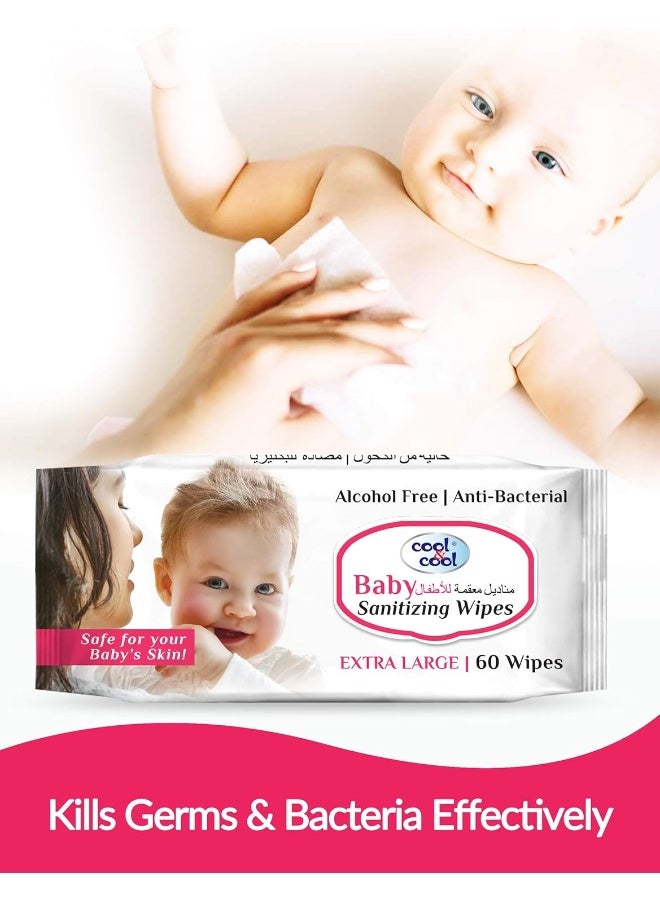 Cool & Cool Baby Sanitizing Wipes 60's Pack Of 4 - Image 3