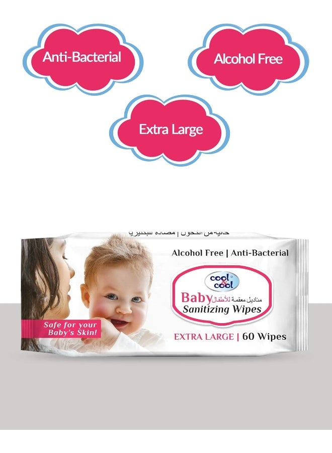 Cool & Cool Baby Sanitizing Wipes 60's Pack Of 4 - Image 2