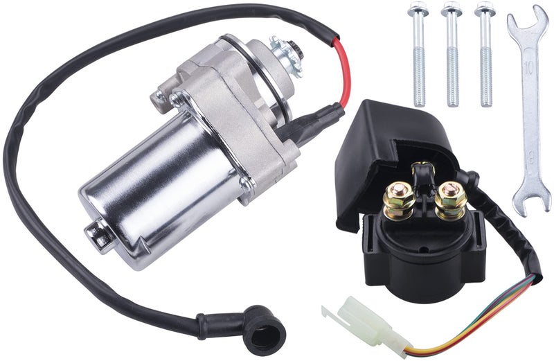 JINGKE 12 Teeth Starter Motor Starter Relay Solenoid for Tao Tao 125cc 110cc50cc ATV Coolster Motor Four 4 Wheeler Chinese Pit Dirt Bike 4 Wheelers Go Karts Dune Buggy Sandrail Quad SSR Roketa