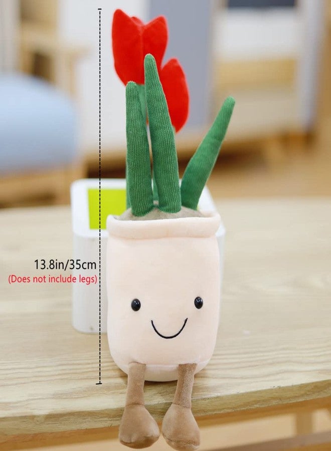 NatureMan Tulip Flower Plush Toy, 13.8" Tulip Flower Pot Stuffed Throw Plushie Pillow Doll, Soft Fluffy Plant Friend Hugging Cushion - Present for Every Age & Occasion (Red) - Image 5