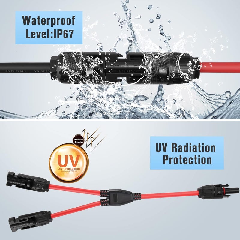 Thlevel Y Solar Branch Parallel Connector MMF and FFM 1 Pair Photovoltaic Connectors Panel Cables Distributor Socket 4 mm² - Image 5