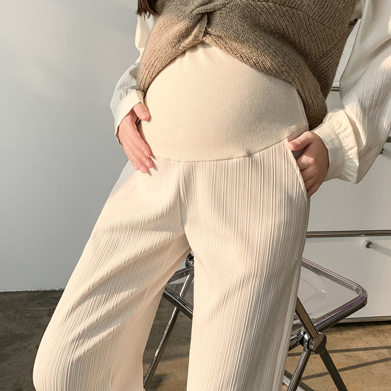 Maternity Straight-Leg Trousers Spring Autumn Beige (summer) - Image 5