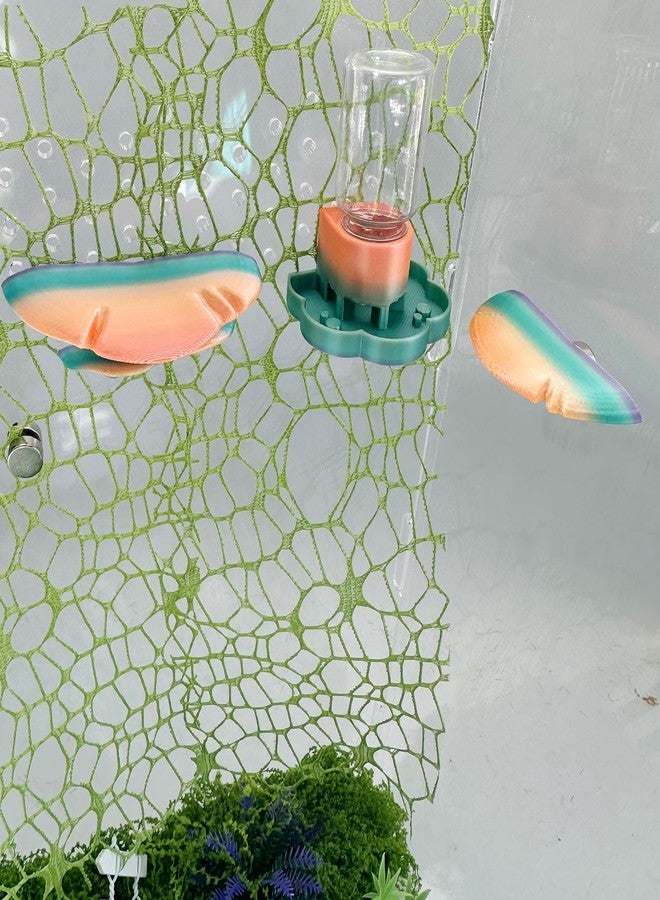 Okueejur 5Pcs Jumping Spider Accessories Set, Jumping Spider Enclosure Mushroom And Water Dispenser, Jumping Spider Web with Magnets, Jumping Spider Enclosure Climbing and Feeding Platforms (yellow+green) - Image 3