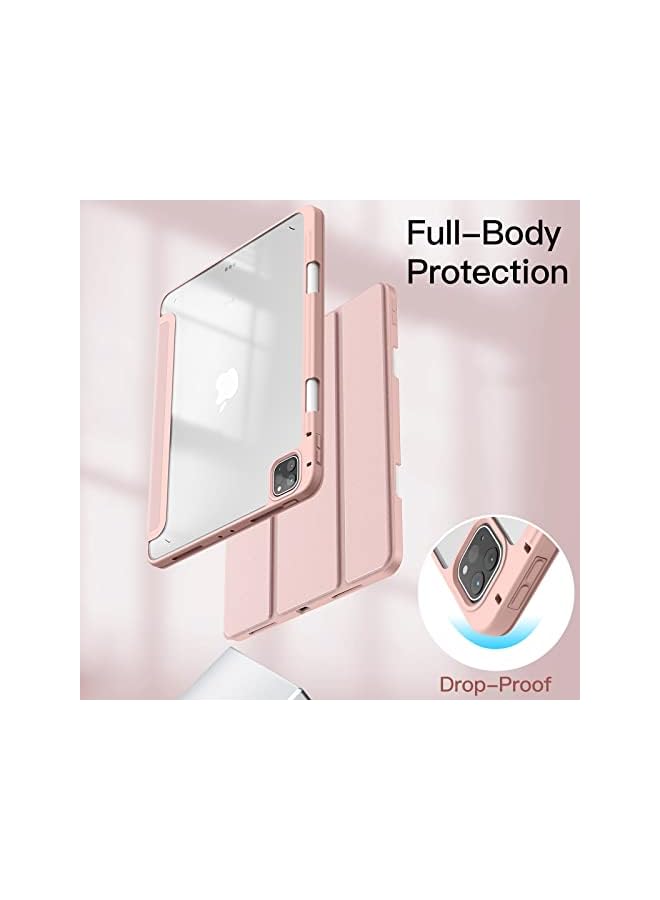 Jetech Case for iPad Pro 11 Inch (2022/2021/2020/2018) with Pencil Holder, Clear Transparent Back Shell Slim Stand Shockproof Tablet Cover, Auto Wake/Sleep (Rose Gold) - Image 4