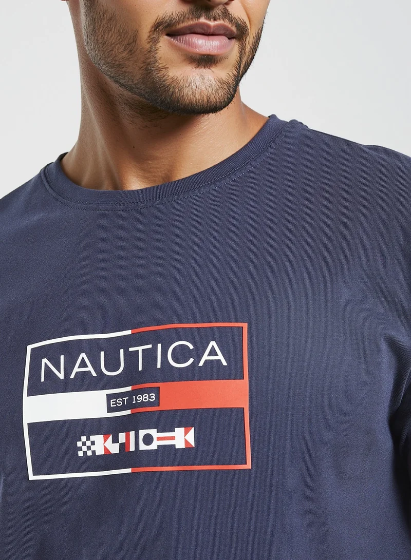 NAUTICA Graphic Regular Fit Premium Cotton Crew Neck T-shirt
