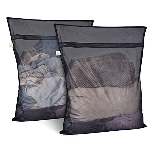 OTraki 2 Pack Mesh Laundry Bags 24 x 32 inch Laundry Garment Bag Mesh Large Lingerie Wash Bags Zippered Garment Washing Net for Underwear Hosiery Blouse Sweater Dress Don't Drying, Melting 140-176℉ - Image 1