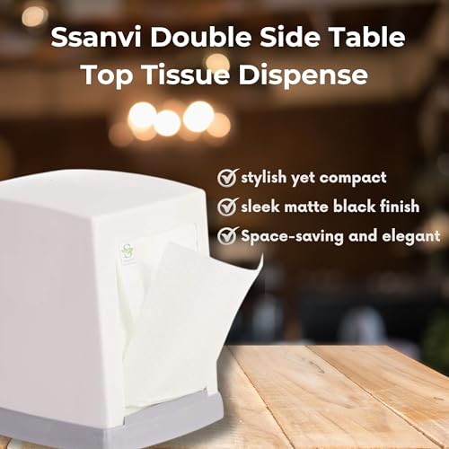 Ssanvi Double Side Table Top Tissue Dispenser with 2 Tissue Refill Boxes | Plastic Napkin Holder for Kitchen, Dining Table, Office & Hotel Use (White) - Image 2