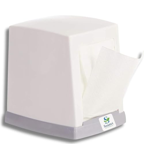 Ssanvi Double Side Table Top Tissue Dispenser with 2 Tissue Refill Boxes | Plastic Napkin Holder for Kitchen, Dining Table, Office & Hotel Use (White) - Image 1
