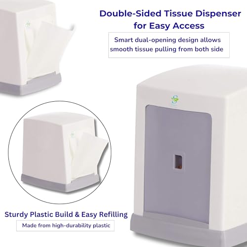 Ssanvi Double Side Table Top Tissue Dispenser with 2 Tissue Refill Boxes | Plastic Napkin Holder for Kitchen, Dining Table, Office & Hotel Use (White) - Image 5