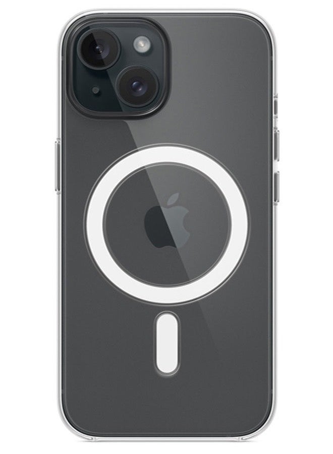 جراب لموبايل ايفو 13/14/15 ماج سيف شفاف يدعم الشحن اللاسلكي المغناطيسي، حماية ضد الصدمات، مقاوم للخدش لموبايل ايفون13 /14 - شفاف - Image 3