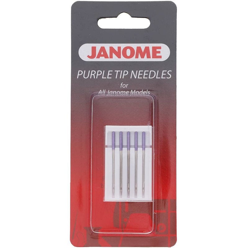 Janome Purple Tip Sewing Machine Needles, Size 90/14, Great for Heavy Fabrics and Sewing Across the Hem - 5 Needles per Pack - Image 1