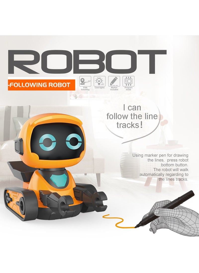 General - Drawing Robot Toys - Magic Induction Robot with Battery, Toys with Markers Along Black Lines, Children's Learning and Educational Toys - Image 1