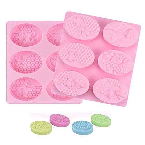 DD-life 2Pcs Bee Silicone Soap Molds, Honeycomb Molds for Chocolate Jelly Candy Making - Image 1
