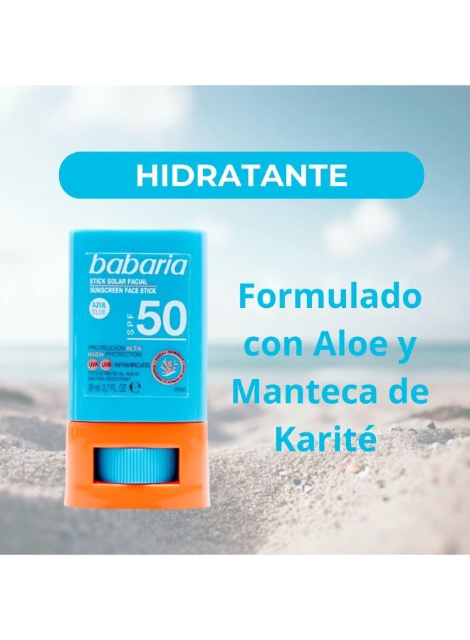 Babaria Solar Blue Facial Stick SPF50 20g - Image 2