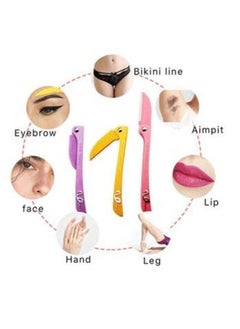 FLAMINGO 3-Piece Eyebrow Trimmer Foldable Facial Razor  - Image 2