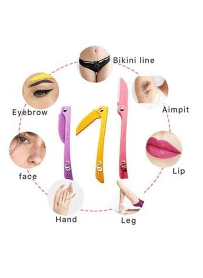 FLAMINGO - 3-Piece Eyebrow Trimmer Foldable Facial Razor - Image 1