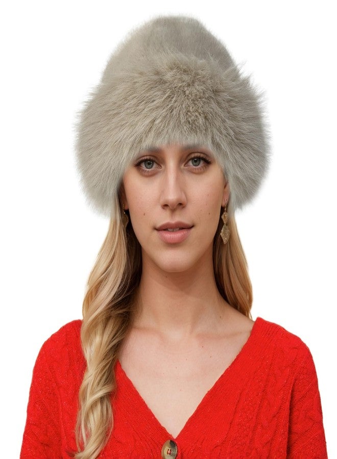 Cityelf Faux Fur Bucket Hat, Fluffy Fisherman Fuzzy Bucket Hat, Womens Winter Warm Plush Hat Beige - Image 1