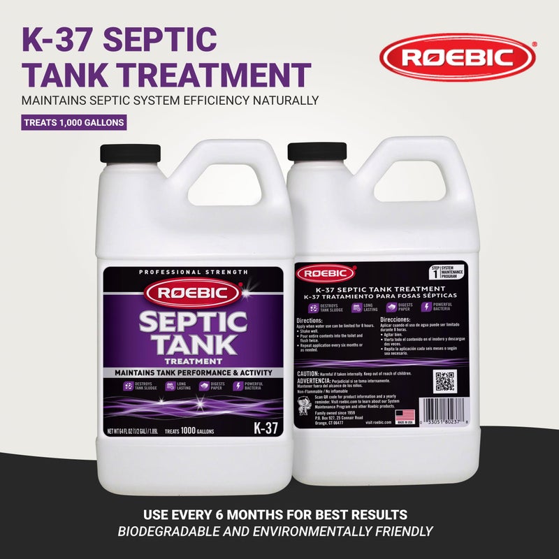 Roebic K-37-H Septic Tank Treatment: 64-Ounce, Promotes Efficient Breakdown, Reduces Odors, Prevents Clogs for Smooth Septic System Operation - Image 2