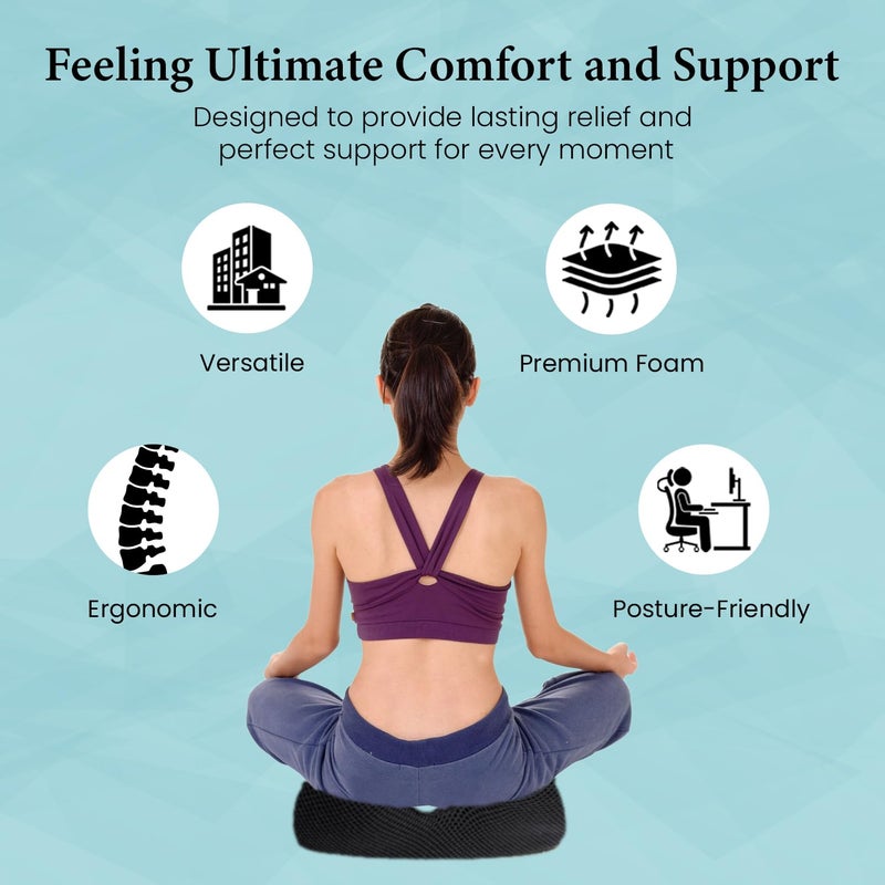 Sleepsia Cool Gel Memory Foam Donut Pillow for Tailbone Pain 1 Year Warranty Hemorrhoids Lower Back Support Orthopedic Ring Cushion for Office Chair Car Seat Piles Relief Black Memory Foam - Image 3