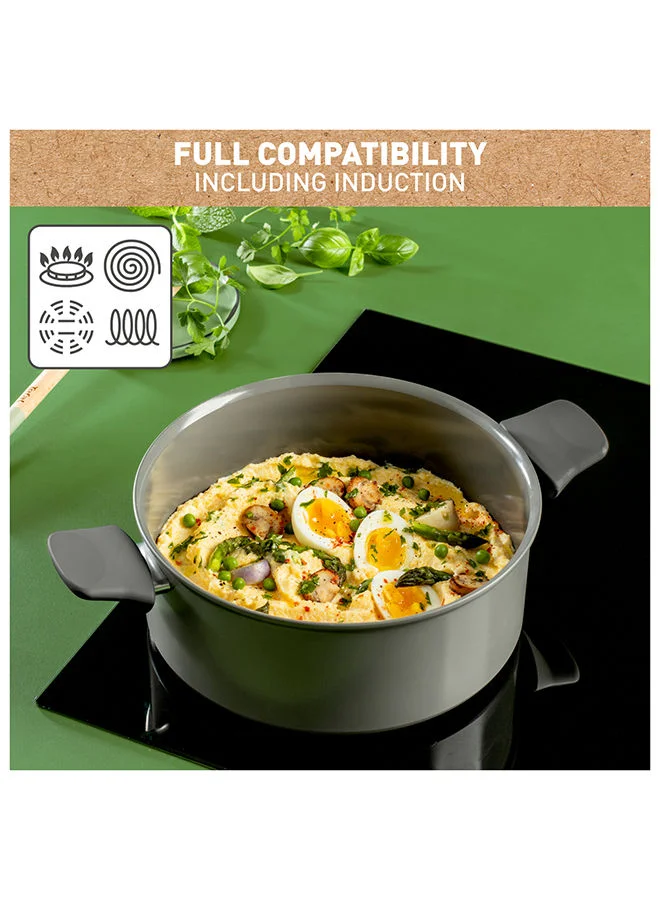 Tefal Tefal Renewal Cooking Pot 24 Cm Non-Stick Ceramic Coating Eco-Designed Recycled Healthy Cooking Stewpot Thermo-Signal™ Safe Cookware Made In France All Stovetops Including Induction