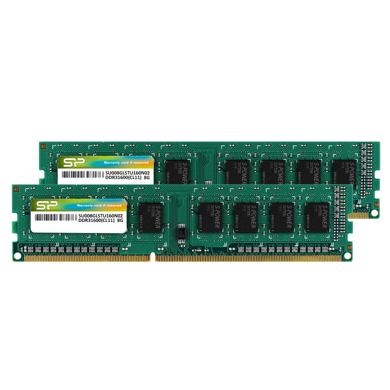SP Silicon Power ذاكرة سيلكون باور DDR3 سعة 16 جيجابايت (2 x 8 جيجابايت) 1600 ميجاهرتز (PC3 12800) 240 دبوس CL11 1.35 فولت / 1.5 فولت غير مخزنة UDIMM ترقية ذاكرة الكمبيوتر المكتبي - Image 1