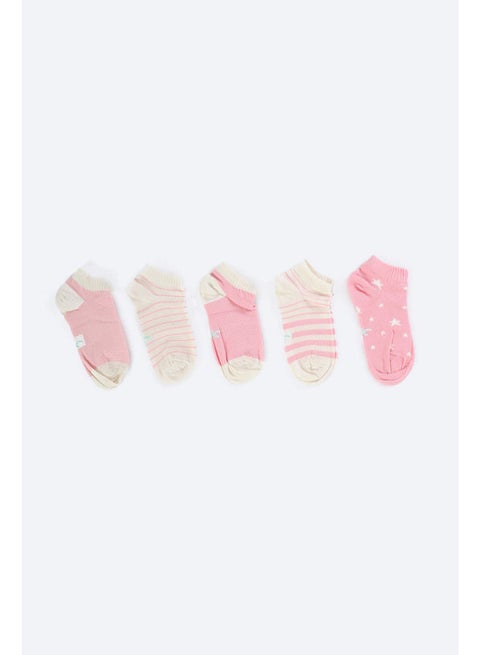 Girly Cotton Ankle Socks - 5 Pairs