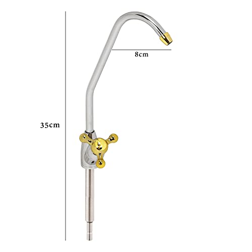 Shapure Imported Ro Faucet tap for Undersink for All Ro Water purifiers, Stainless Steel Kitchen Sink Faucet Tap with Chrome Finish for RO Drinking Water Filter (Golden Handle Faucet) - Image 3