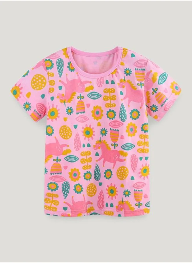 YUNIQEE Pink Printed Short Sleeve Crew Neck T-Shirt