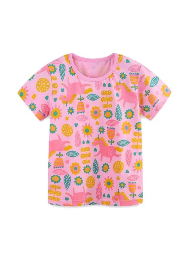 YUNIQEE Pink Printed Short Sleeve Crew Neck T-Shirt