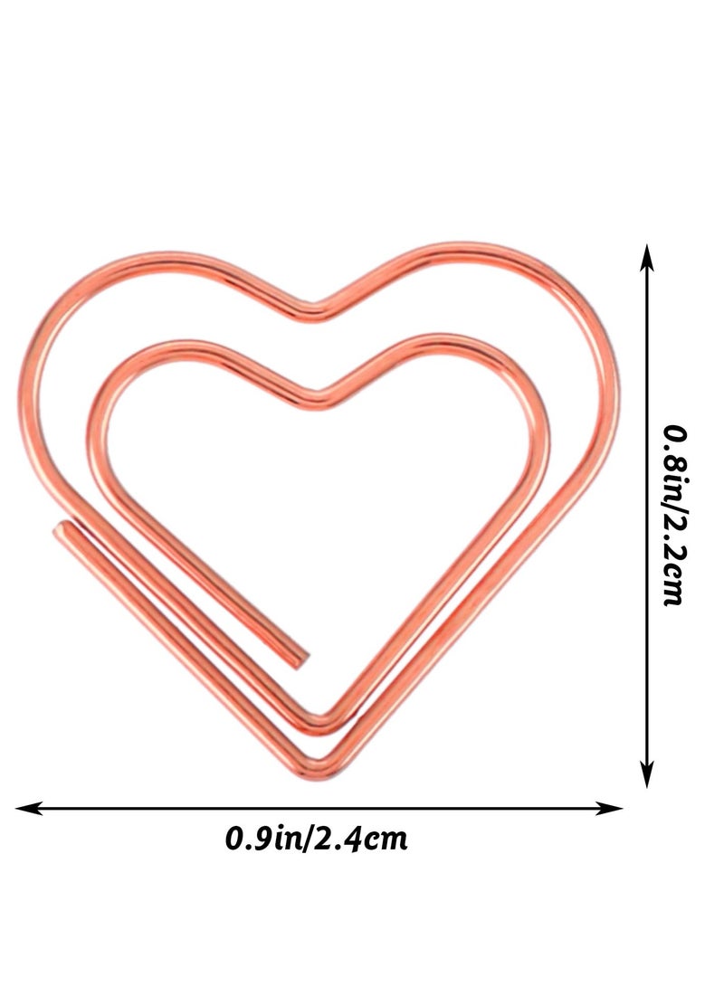 100 Pack Rose Gold Heart Paper Clips for Office Wedding Craft Scrapbooking Organizing Supplies for Kids and Women - Image 2