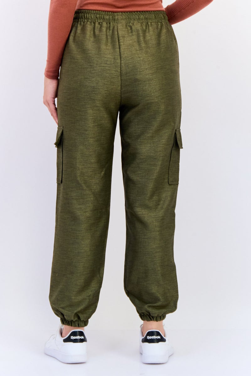 KOTON Women Regular Fit Drawstring Track Pants, Olive - Image 2