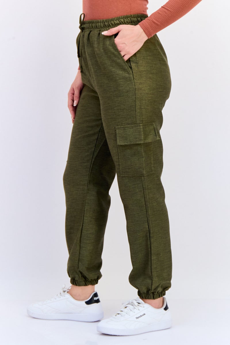 KOTON Women Regular Fit Drawstring Track Pants, Olive - Image 4