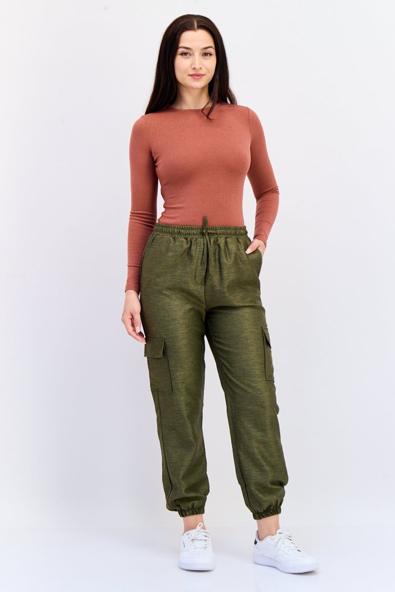 KOTON Women Regular Fit Drawstring Track Pants, Olive - Image 3