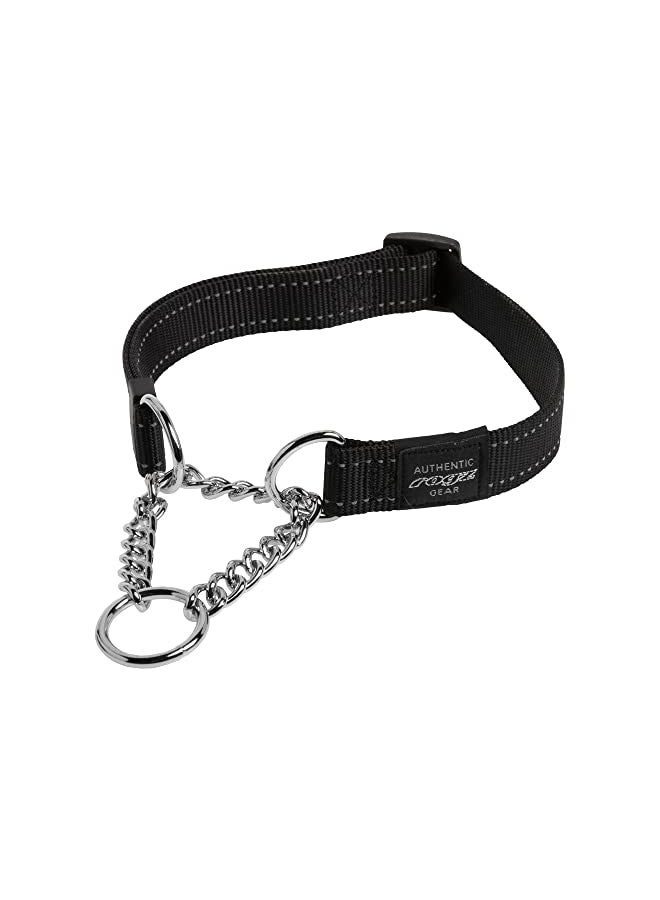 Rogz Reflective Nylon Choke Collar; Slip Show Obedience Training Gentle Choker for Extra Large Dogs, Black - Image 1