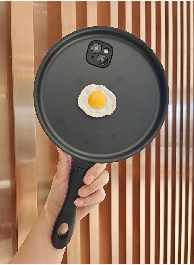 ShebSheb - Frying Pan Phone Case for iPhone 14,Creative Cute High Imitation Spoof Fun Fried Egg Silicone Phone Case - Image 1