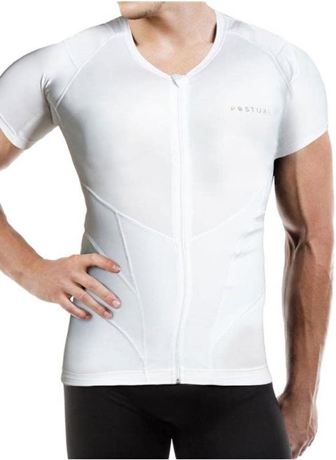 Posture 4070-RP (White XXL) T shirt, Back Straightener Posture Corrector for Man, Lumbar Support, Breathable