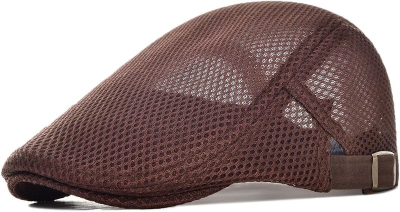 VOBOOM Men Breathable Mesh Summer Hat Adjustable Newsboy Beret Ivy Cabbie Flat Cap - Image 1