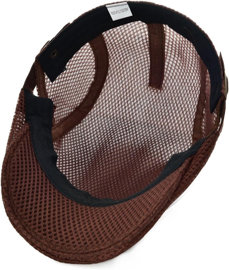 VOBOOM Men Breathable Mesh Summer Hat Adjustable Newsboy Beret Ivy Cabbie Flat Cap - Image 5