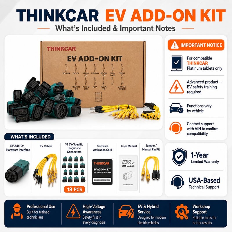 THINKCAR EV Diagnostic Kit With EV Cables, Tesla Connectors, Jumper Kit And 2-Year EV Software For Compatible THINKTOOL Scanners - Image 5