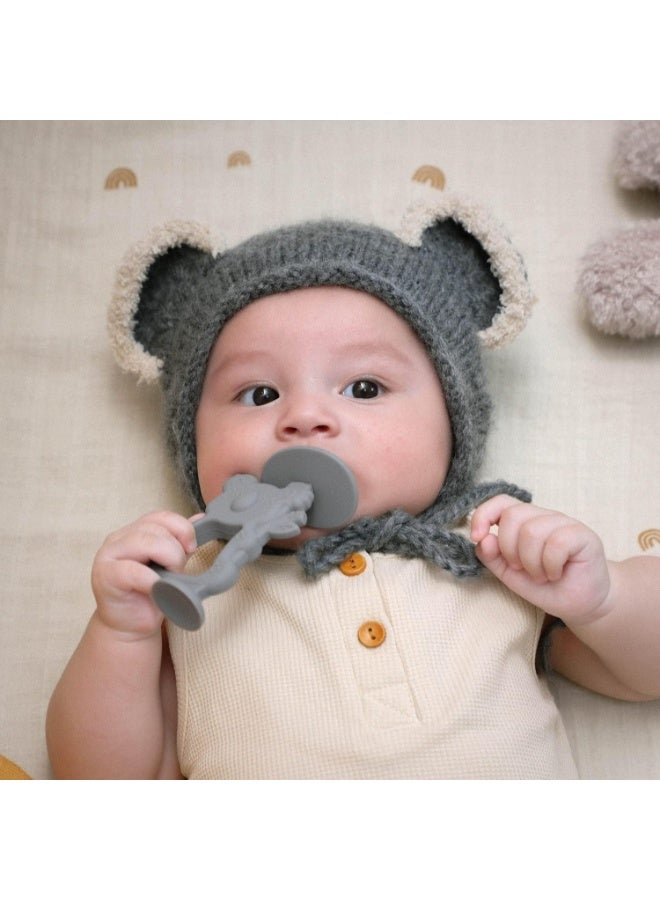 Moonkie Moonkie Teething Toy Set of 2, Safe & Easy to Hold BPA Free Silicone Teethers, 360° Baby Toothbrush with Suction Base, Teether Toys Best for Babies 6-12 Months (Koala Blush/Shifting Sand) - Image 5