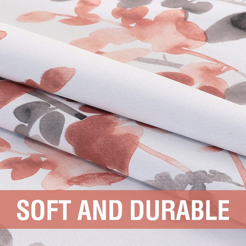 H.VERSAILTEX Valance for Kitchen Windows/Bathroom/Living Room/Bedroom Blackout Window Valance Thermal Insulated Rod Pocket Valance Curtains, 52" W x 18" L, 1 Panel, Floral Pattern in Grey and Coral - Image 4